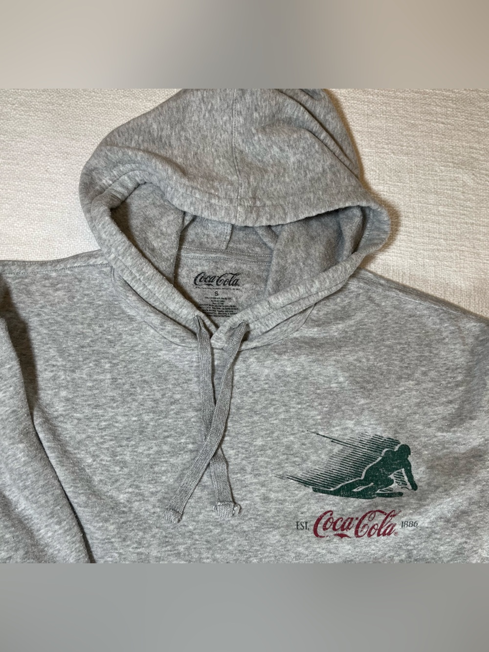 Coca Cola Small Ski Club Hoodie Mens Heather Gray Winter Triangle Pullover